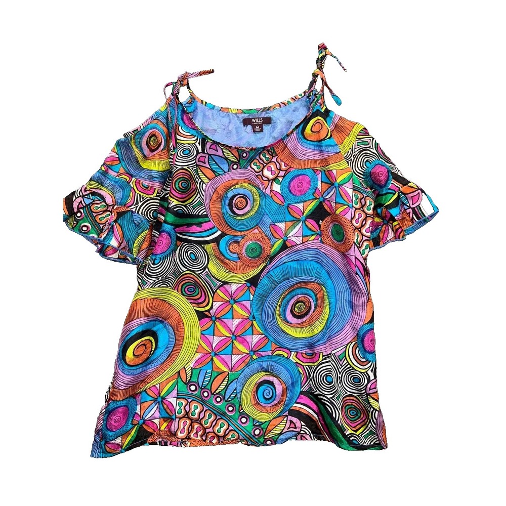 Wills Butterfly Print Sleeveless Blouse top Y2K Coastal Medium A009306